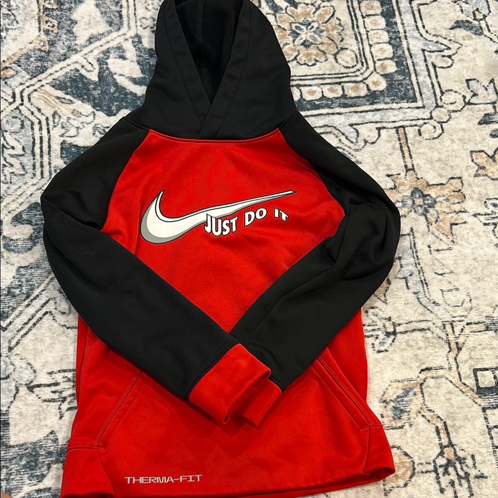 Nike Red and Black Hooded Sweatshirt